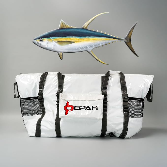 Opah Gear Fathom 5 Deep Insulated Fish Kill Cooler Bag for Tuna, 58" L x 18" W x 30" H, Heavy Duty, Marine-Grade Vinyl, Waterproof, UV Resistant, Camping & Fishing
