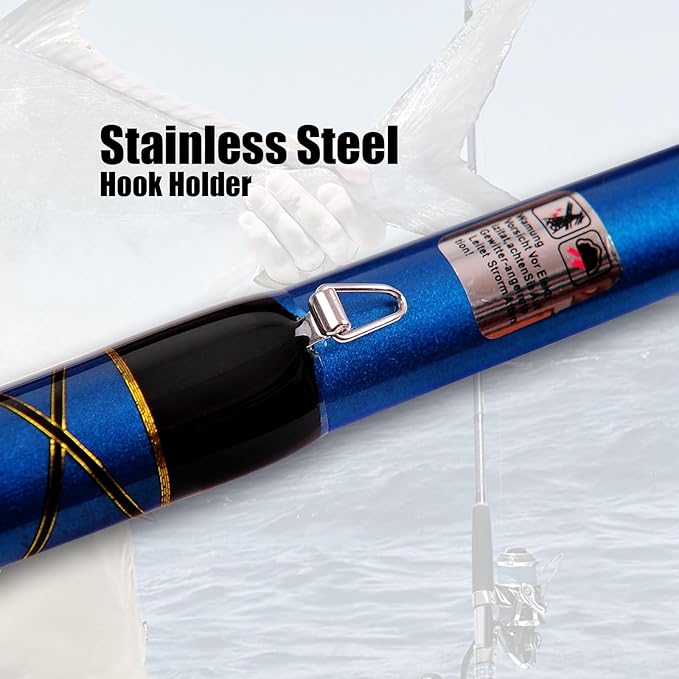 Fiblink 2-Piece Saltwater Spinning Fishing Rod Offshore Graphite Portable Fishing Rod (7 Feet)