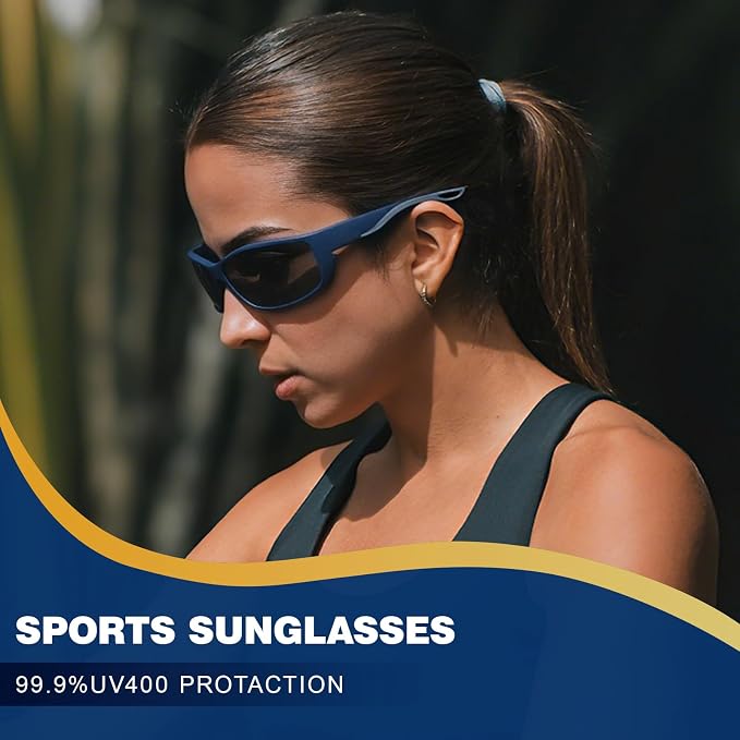 Polarized Sports Sunglasses for Men Women UV400 Protection Glasses Wrap Around Goggles for Driving Fishing Cycling