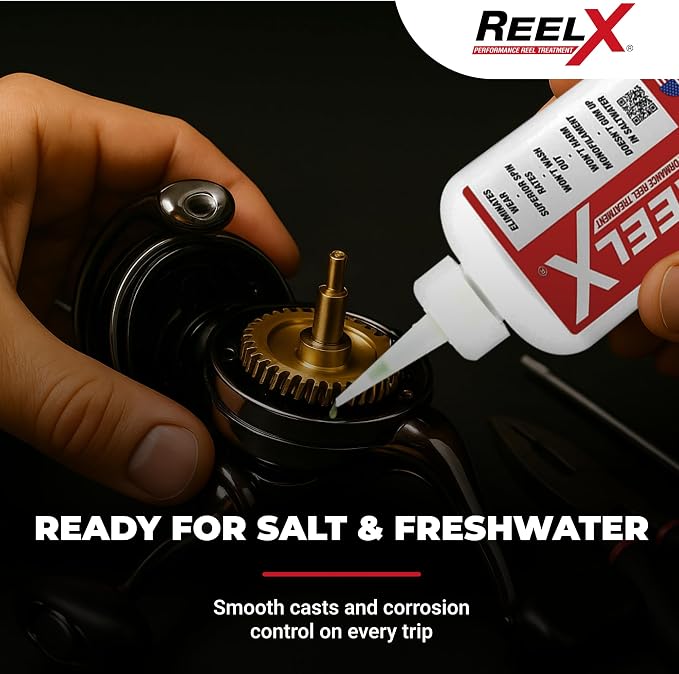 ReelX Fishing Reel Grease, Marine-Grade Anti-Rust Lubricant for Bearings, Spinning, Baitcasting, Spincast, Fly, Trolling & Electric Reels, Corrosion Prevention & Control