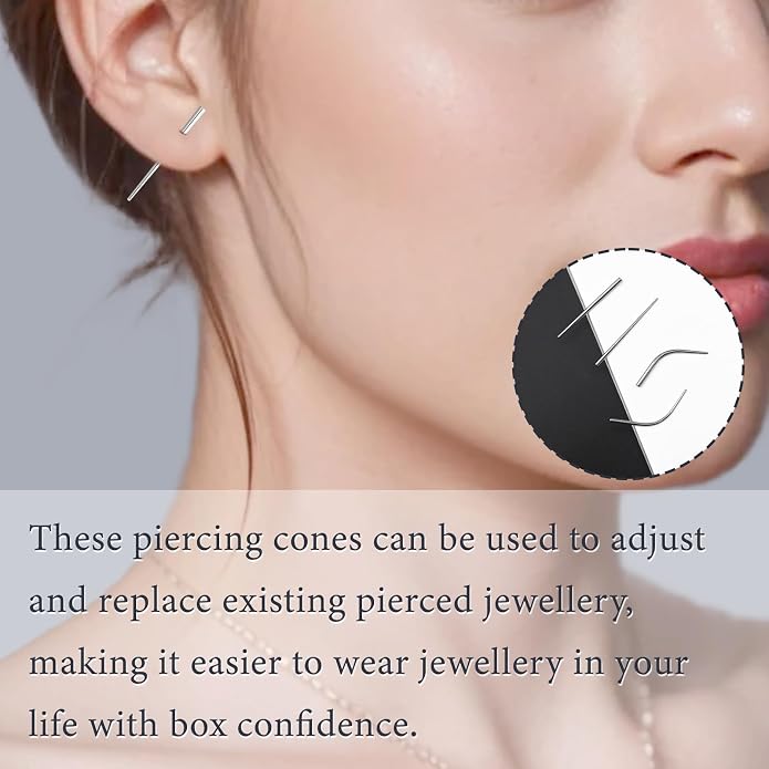 14G 16G 18G 20G Piercing Taper Piercing Ball Grabber Tool Stainless Steel Flat Back Earring Applicator Tool Threadless Insertion Pin Curved Body Piercing Kit for Ear/Nose/Navel/Lip/Eyebrow