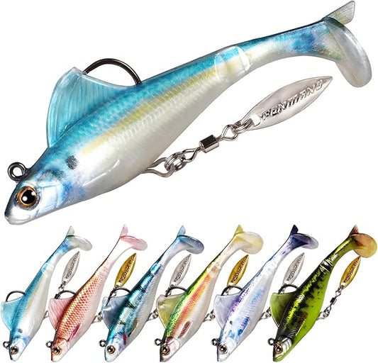 FONMANG 2.5/3.5In Swim Baits for Bass Fishing, Pre-Rigged Jig Heads Soft Plastic Walleye Fishing Lures, Paddle Tail Swimbaits for Bass Fishing, Fishing Bait for Freshwater Saltwater Gifts