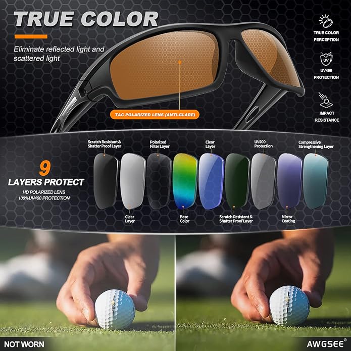 Polarized Sports Sunglasses for Men 100% UV Protection Wrap Around Unbreakable Sun Glasses for Fishing Driving