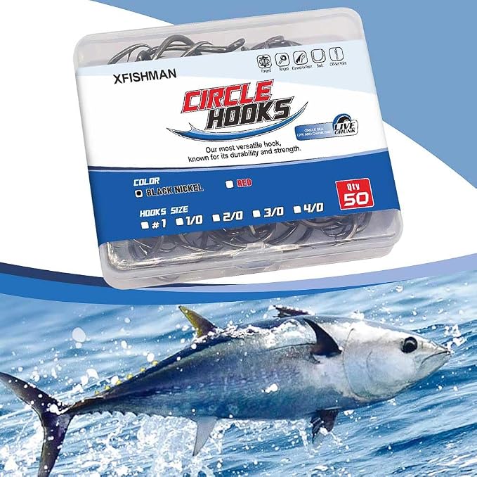 XFISHMAN Circle-Hooks-Fishing-Equipment-Octopus-Hooks-Saltwater-50 Pack #1 –12/0