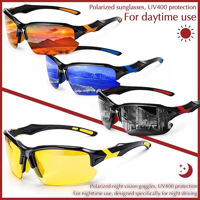 4/5Pack Polarized Sports Sunglasses for Men Women Baseball Cycling Running Fishing UV Protection Sun Glasses