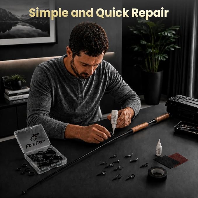 FishTrip Fishing Rod Eyelet Repair Kit 60Pcs/160Pcs Fishing Rod Repair Kit 12 Sizes Fishing Pole Ceramic Guides Rings Replacement Kit