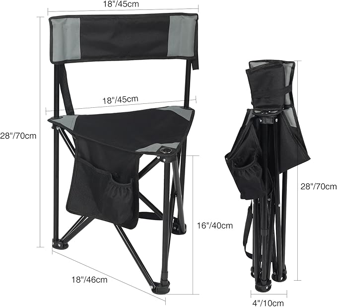 REDCAMP Tripod Hunting Chair for Blinds, Folding Lightweight Portable Fishing Chair for Adults Hunting Stools with Backrest, Golf Chairs for Spectators, Black