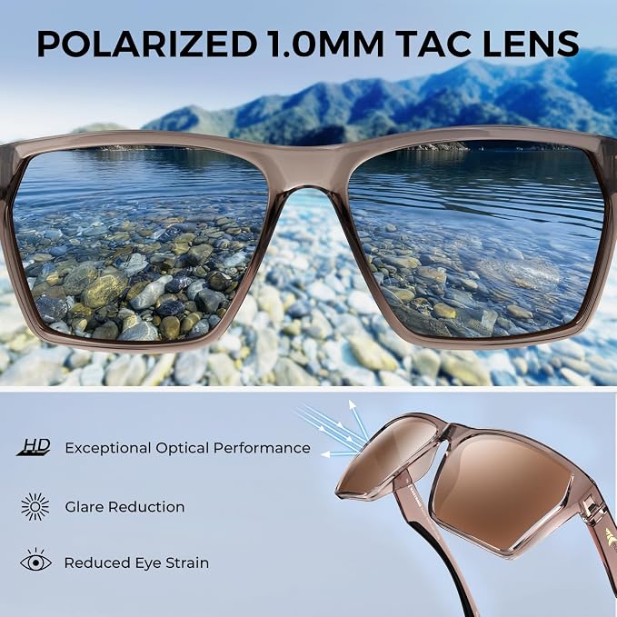 KastKing Beartrap Polarized Sports Fishing Sunglasses, With PuriVex Protective Lens Coating, Square Frame Design, Men Women