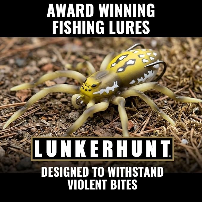 LUNKERHUNT Phantom Spider Lure for Bass Fishing (2.5 Inch) | Topwater Spider Fishing Lure with Natural Walking Action | Soft Hollow Body Weedless Hooks for Trout and Pike