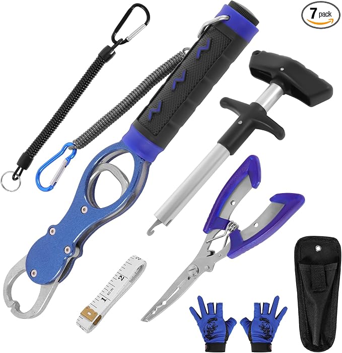 Fishing Tool Set, Fishing Pliers & Hook Remover,Fish Gripper with Weight Scale,Fish Ruler,Fish Gloves,Fishing Gear Tool Kit Accessories for Men Gift