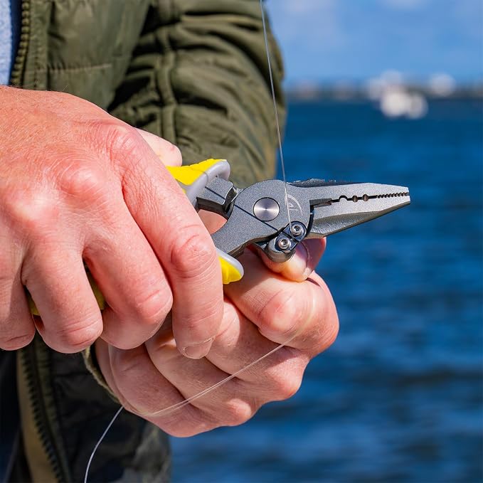 danco Carbon Steel 6.5" Fishing Pliers with Sheath, Line Cutter, Corrosion-Resistant, Saltwater & Freshwater Safe