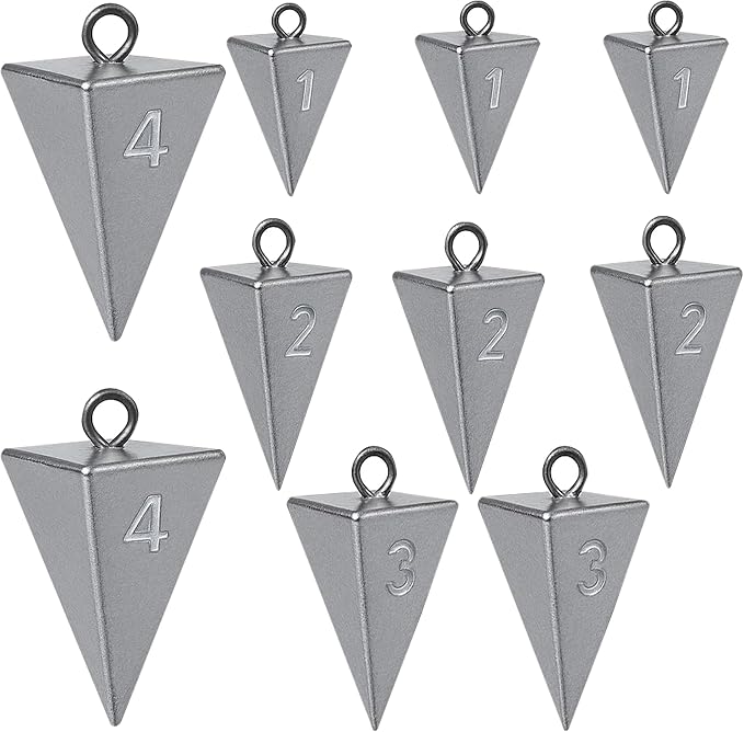 Pyramid Sinkers for Surf & Saltwater Fishing Weights - Durable Lead Fishing Sinkers, 1oz,2oz,3oz,4oz,5oz,6oz,8oz, Assortment Packs.