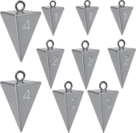 Pyramid Sinkers for Surf & Saltwater Fishing Weights - Durable Lead Fishing Sinkers, 1oz,2oz,3oz,4oz,5oz,6oz,8oz, Assortment Packs.