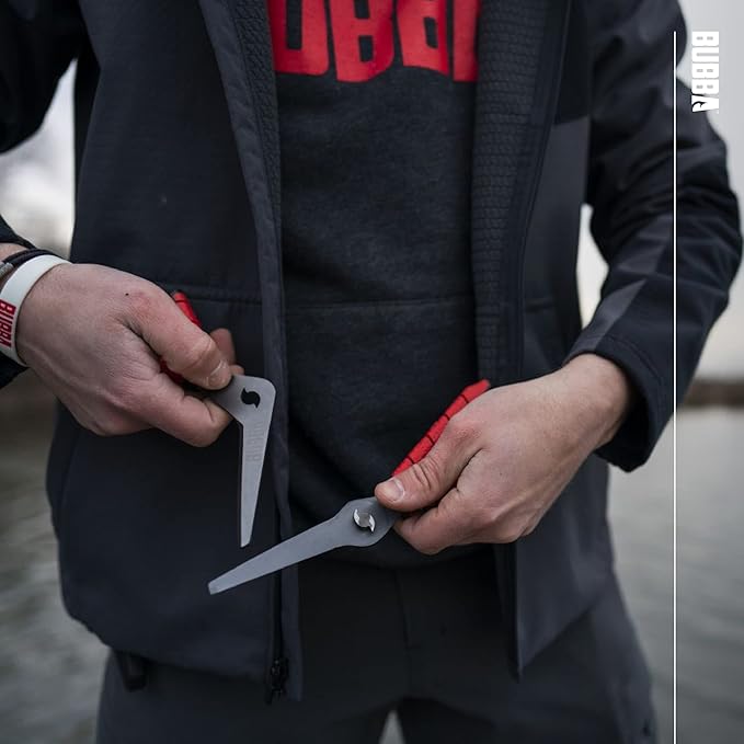 BUBBA Large Shears Fishing Tool With Micro-Serrated Blades for Braided Line - Clip Sheath Included