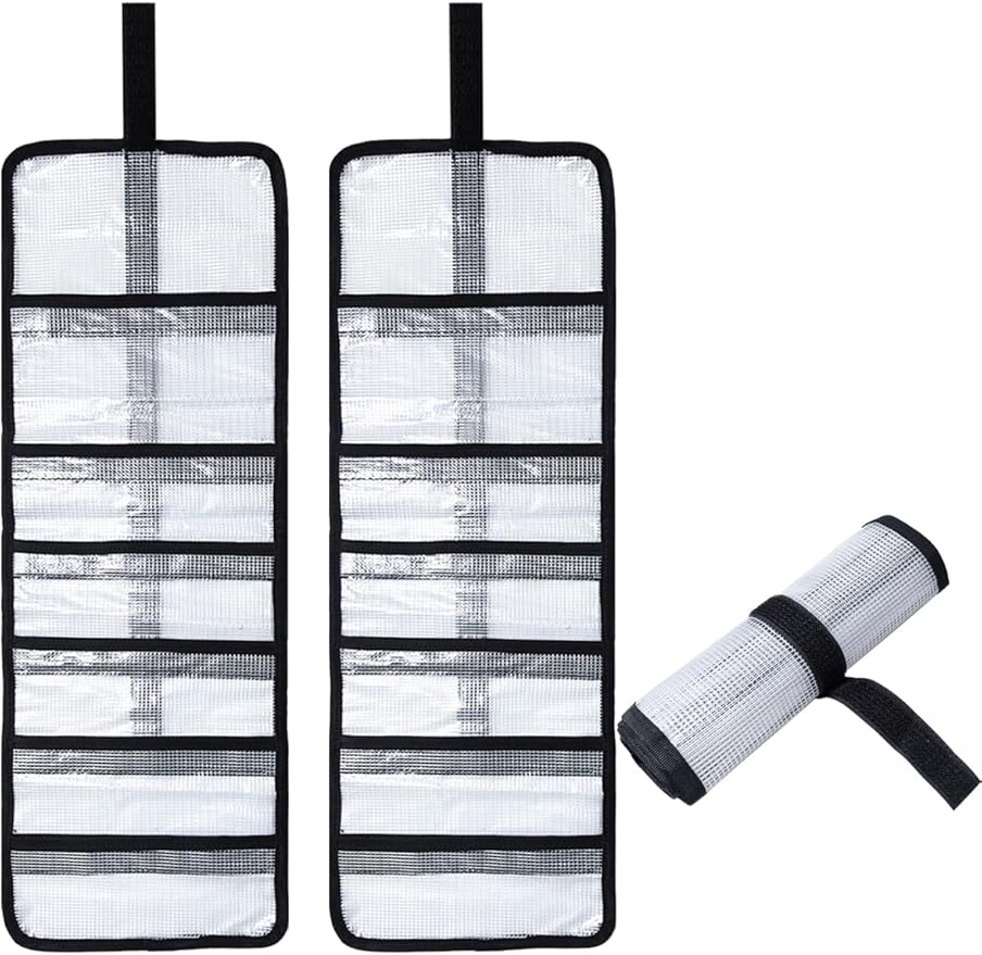 25"x9" Fishing Lure Wraps with 6 Pockets, Foldable Saltwater Trolling Lure Storage Bag, Clear PVC Protective Hook Covers Organizer for Swimbaits, Jigs and Offshore Fishing Gear(2 Pcs)