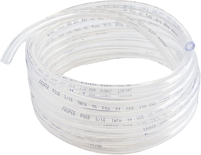 Clear Vinyl Plastic Tubing - Food-Grade & Flexible PVC Tube for Beer Line, Kegerator Accessories, Wine, Aquarium & Water Hose, Fuel Line, Drip Irrigation & More, 5/16" ID 7/16" OD, 25 Ft