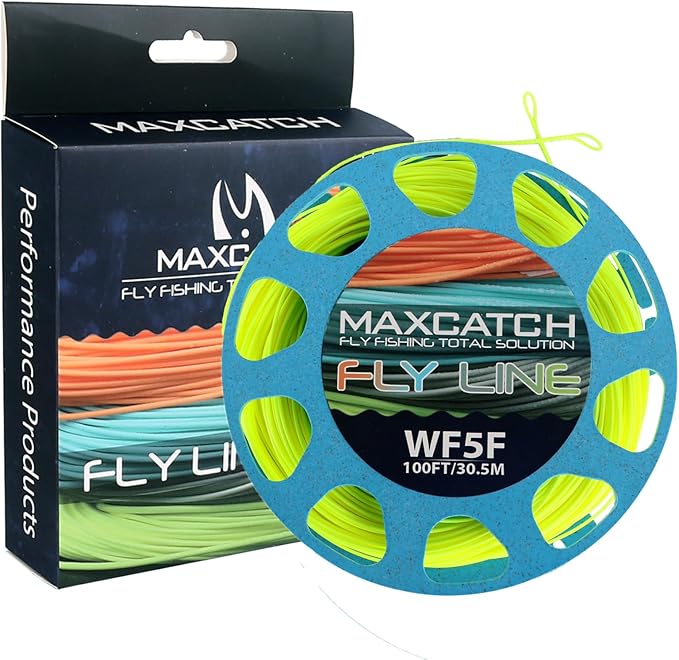 Maxcatch Weight Forward Fly Fishing Line with Two Welded Loops, Floating Fly Lines for Freshwater, 100FT (WF1F, 2F, 3F, 4F, 5F, 6F, 7F, 8F)