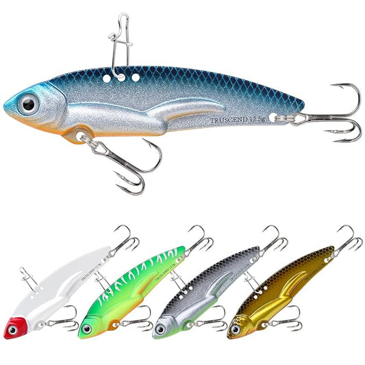 TRUSCEND Vibespinner Easy Catch Fishing Lures with BKK Hooks, Tail Spinner Baits with 4 Actions, Vibrating Swimming Flashing & Jigging for More Bites, Spoon Lures for Bass Trout Crappie Walleye Pike