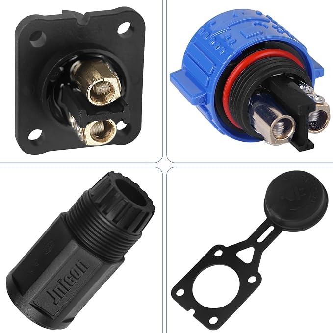 Trolling Motor Plug Receptacle Set, 12V/24V/ 36V/48V Plug for Trolling Motor/Down Rigger/Fishing Reel,Waterproof Marine Boat DC Power Connector
