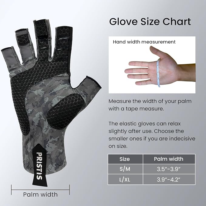 Pristis Half-Finger Fishing Gloves, UPF 50+ Breathable Quick Drying Fingerless Sun Gloves for Women Men, Fly Fishing Hunting Paddling Sailing Kayaking Hiking Canoeing Cycling