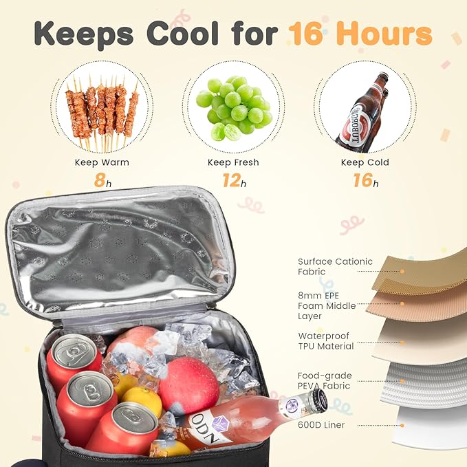 Backpack Cooler - 30/40/50 Cans Insulated Cooler Backpack for Men & Women Portable Leak Proof Lunch Backpack Cooler Bag for Beach Picnic Travel Work Camping Hiking-Black