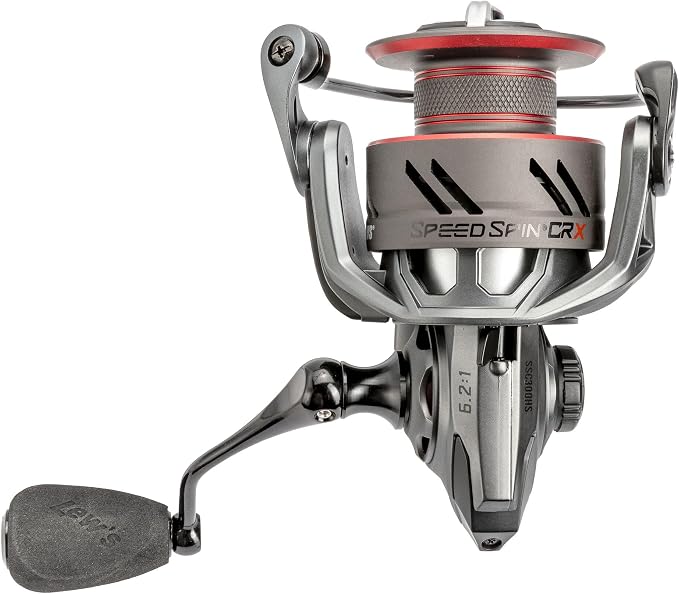 Lew’s Speed Spin CRX Spinning Fishing Reel, Graphite Frame and Sideplate, Solid Brass Speed Gears