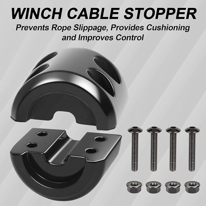 Synthetic Winch Rope Kit - 1/4'' x 50' with 10,000 lbs Breaking Strength, Included Lightweight Winch Rope Winch Stopper and Winch Hook, Easy Installation, Replacement for ATV UTV Boat Truck Winches