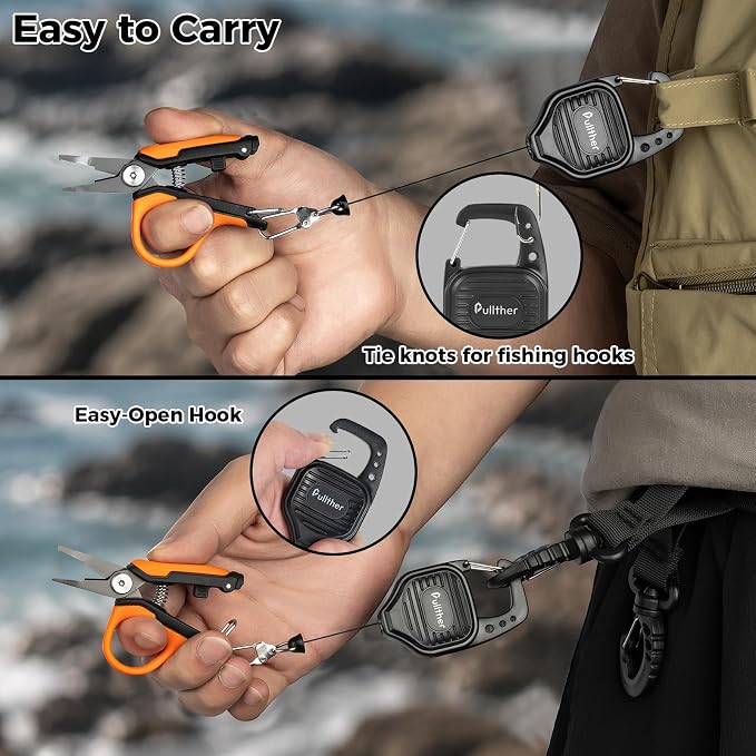 Fishing Line Cutter,Mini Fishing Scissors for Braided Line with Retractor