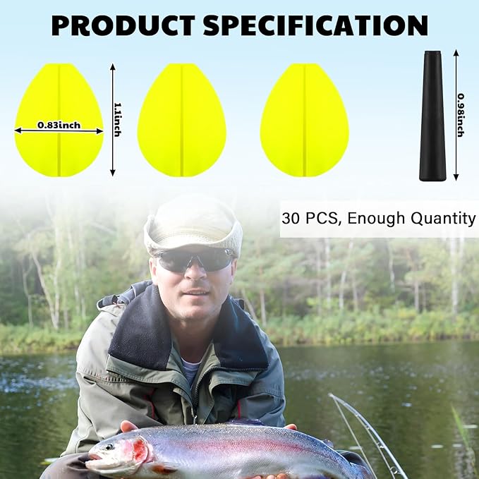 30 Pcs Trout Float Foam Teardrop Strike Fishing Bobbers Fishing Floats Fly Fishing Strike Indicators for Trout Offshore Saltwater Freshwater