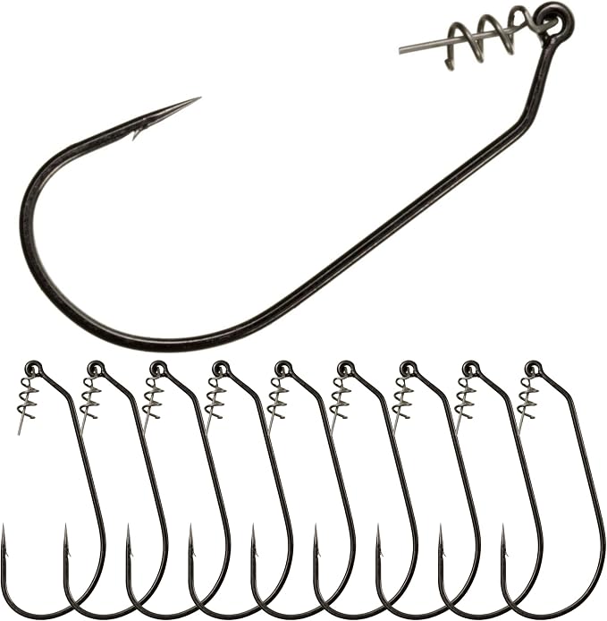 Reaction Tackle Swimbait Hooks for Bass Fishing - Soft Plastic Fishing Hooks with Centering Spring pin for Soft Plastic Swim Baits and Worm Lure Baits