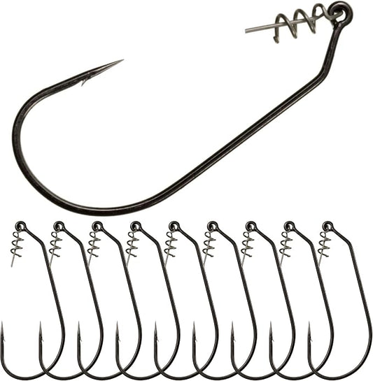 Reaction Tackle Swimbait Hooks for Bass Fishing - Soft Plastic Fishing Hooks with Centering Spring pin for Soft Plastic Swim Baits and Worm Lure Baits