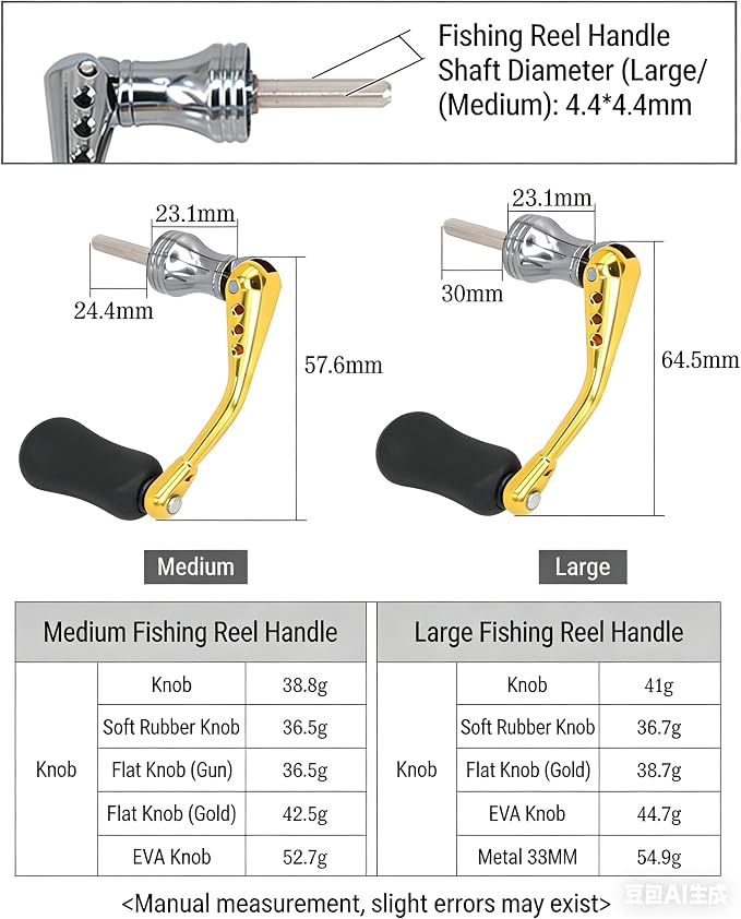 Fishing Reel Handle, Square Shaft Replacement Spinning Handle, EVA Reel Knob Power Handle Arm Grip