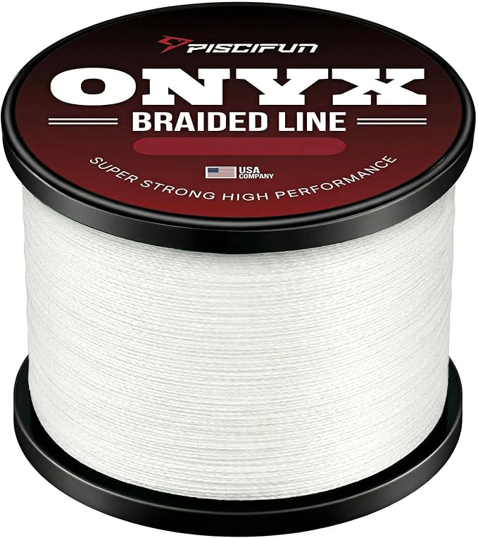 Piscifun Onyx Braided Fishing Line, Superline Abrasion Resistant Braided Lines, Zero Stretch Super Strong, Low Memory, Fast Water Cutting PE Fishing Lines, 6lb-150lb