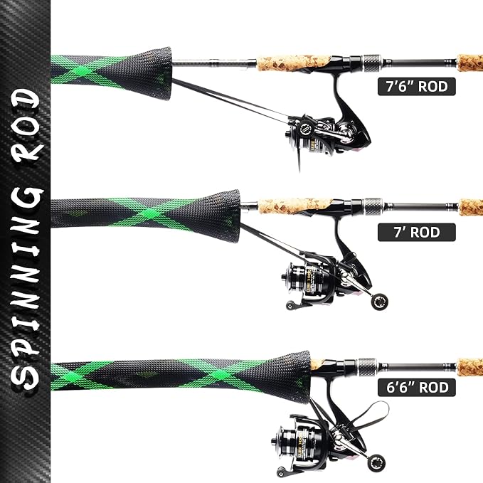 SF Fishing Rod Sock Fishing Rod Sleeve Rod Cover Braided Mesh Rod Protector Pole Gloves Fishing Tools for Spinning Fishing Rod,Casting Rod,Musky Rod, Ice Rod, Fly Rod, Spey Rod