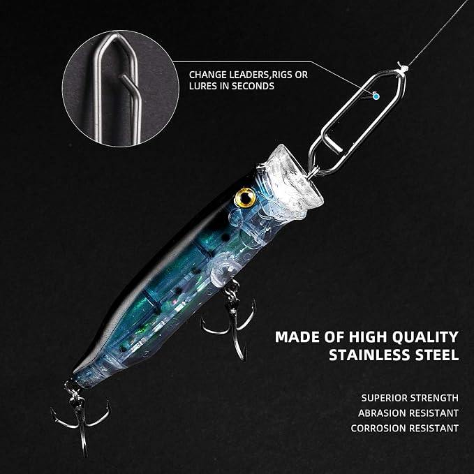 SF Stainless Steel Power Clips Easy Quick Change Lure Snaps Fishing Speed Clips 50LB 75LB 125LB 25pcs/Pack
