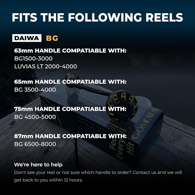 GOMEXUS Power Handle for Daiwa BG 1500-8000 (Choose Option for Different Size)【Notice】 Not for BG SW. Please do not Adapt to Other reels to Avoid Damage to The Reel