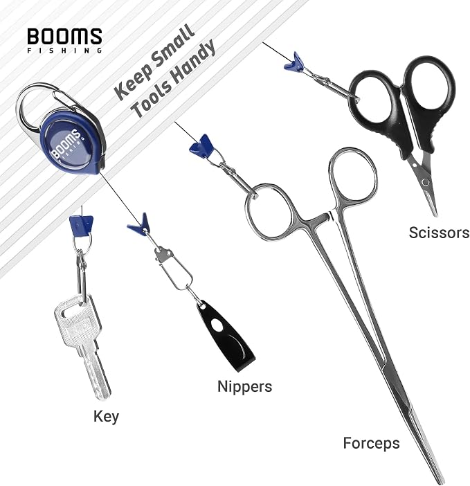 Booms Fishing FF3 7 PCS Fly Fishing Tools Kit, Fishing Knot Tool and Line Clipper Retractor, Magnetic Net Release with Lanyard, Fly Fishing Tippet Spool Holder, Hook Remover Forceps