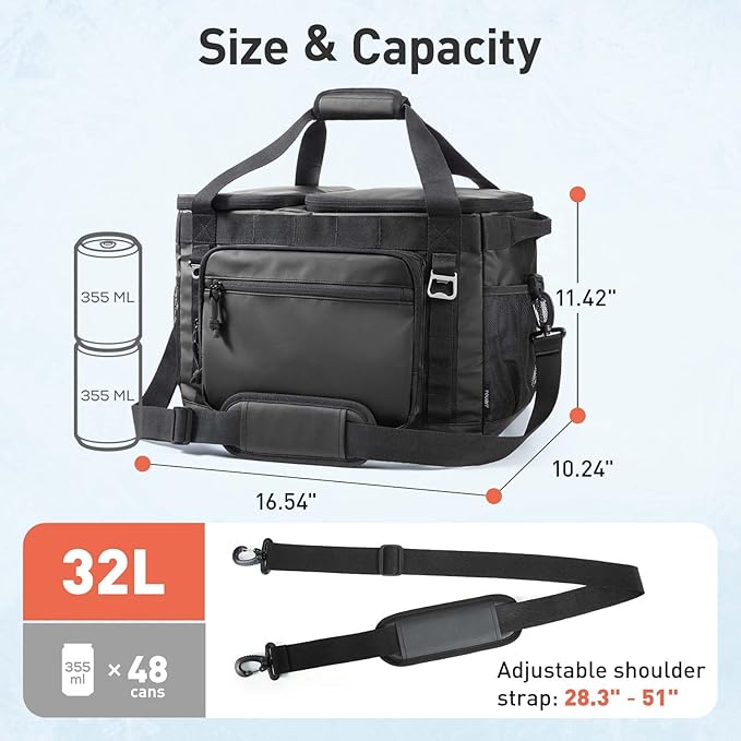 TOURIT Soft Sided Cooler Bag Insulated 30/48/60 Cans, Large Collapsible & Leakproof Ice Chest for Picnic, Beach, Camping, Travel, Sports Fan Coolers