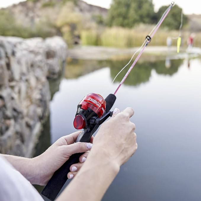 Zebco Dock Demon Spinning Reel or Spincast Reel and Fishing Rod Combo, 30-Inch Durable Fiberglass Rod, QuickSet Anti-Reverse Fishing Reel