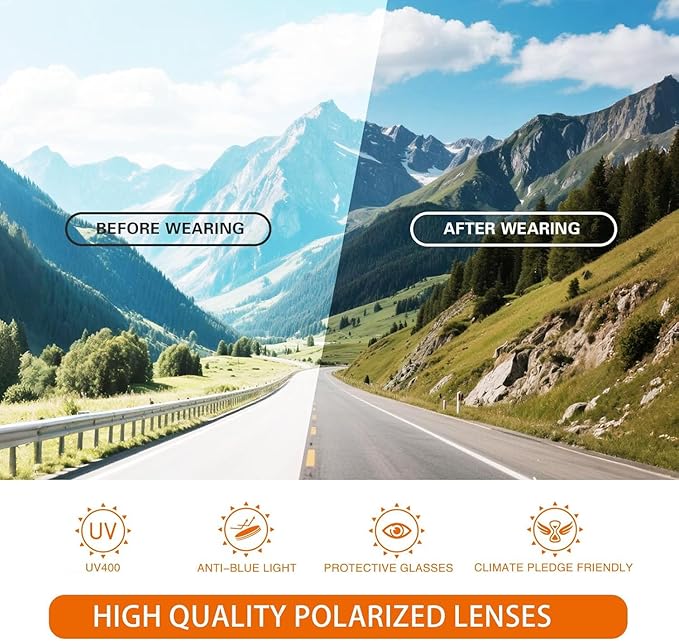suoso Polarized Sports Sunglasses for Men: UV400 Protection Glasses Wrap Around Goggles for Driving Fishing