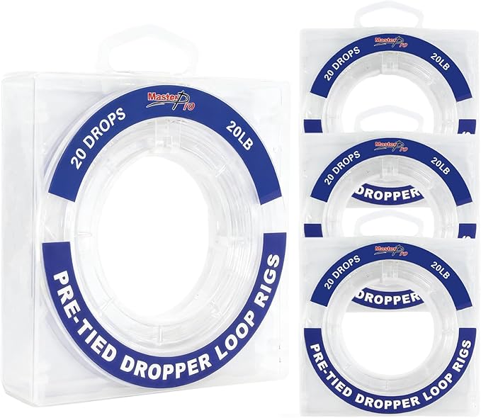 MASTERPRO Pre-Tied Dropper Loop Rigs, Fishing Line Spool 10LB 15LB 20LB 30LB 40LB 50LB 60LB 80LB 100LB, Suitable for Saltwater Freshwater Fishing