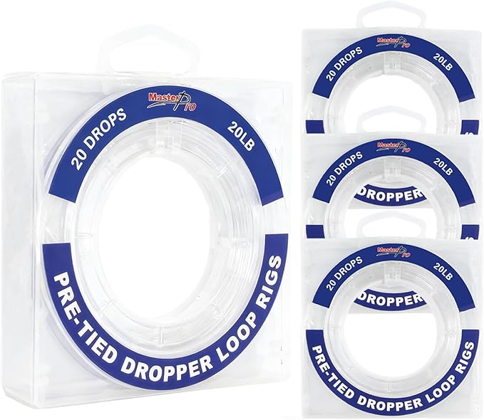 MASTERPRO Pre-Tied Dropper Loop Rigs, Fishing Line Spool 10LB 15LB 20LB 30LB 40LB 50LB 60LB 80LB 100LB, Suitable for Saltwater Freshwater Fishing