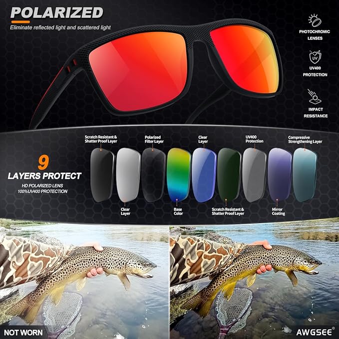 Polarized Sunglasses for Men, UV Protection Lightweight Sun Glasses for Driving Fishing Golf