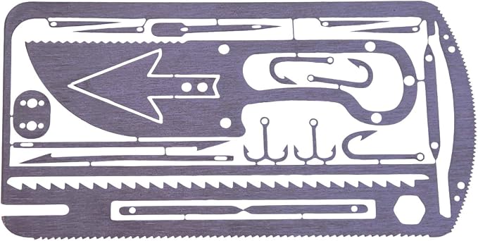 20-in-1 Fishing Multitool Survival Card - Best Multitool for Survival Situations - Wallet Card for Preppers and Fishing, Hiking, Hunting & Emergency Kits