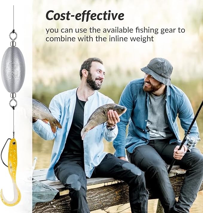 THKFISH Fishing Weights Inline Weights Trolling Sinkers Swivel Weights Quick Set Up Lead Fishing Sinker with Inner Swivel