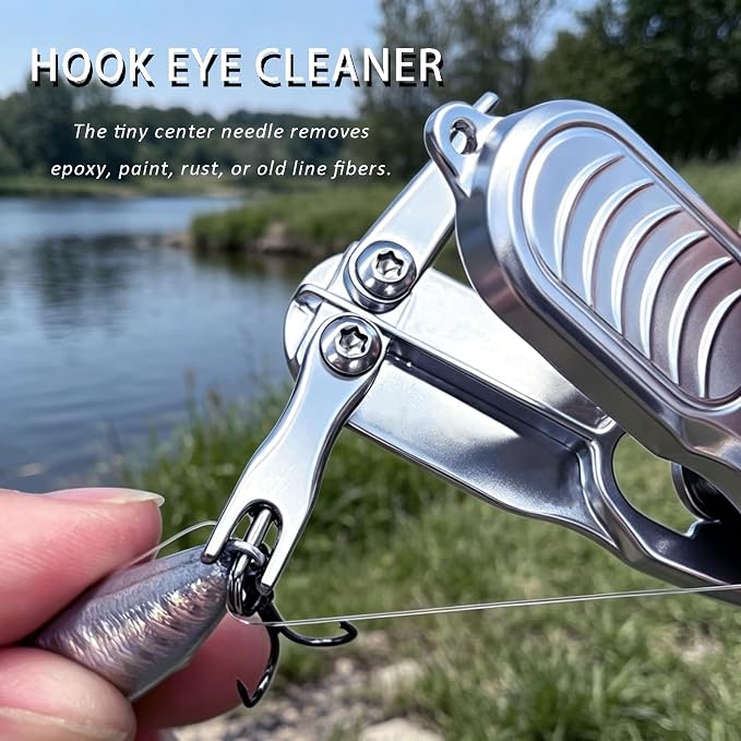 Fishing Line Cutter, 5-in-1 Multi-Tool with Stainless Steel Clippers for Braided, Mono & Fluoro,Split Ring Opener,Knot Tying Aid,Hook Eye Cleaner, and Retractable Lanyard, Compact Pliers for Anglers
