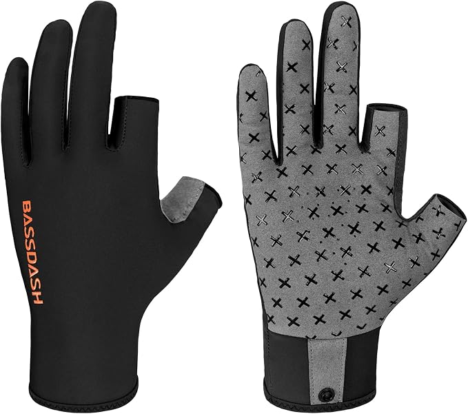 BASSDASH Unisex Fingerless Camo Hunting Gloves for Men's Women's Early Season Warm Weather UPF 50+ Lightweight Fishing Photography HG03