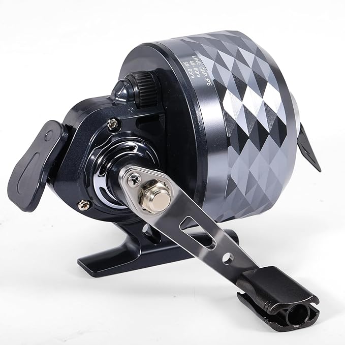Sougayilang Spincast Fishing Reel - 3.9:1 High Speed, All-Metal Gears, 10LB Drag - Easy Push Button Casting for Bass, Trout, Catfish - Left/Right Hand Changeable，Includes Monofilament Line