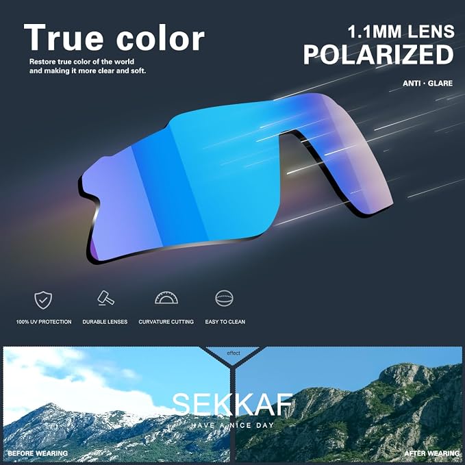 SEKKAF Polarized Sports Sunglasses for Men Women and Youth, UV400 Protection Ideal for Cycling Baseball Fishing Golf Running
