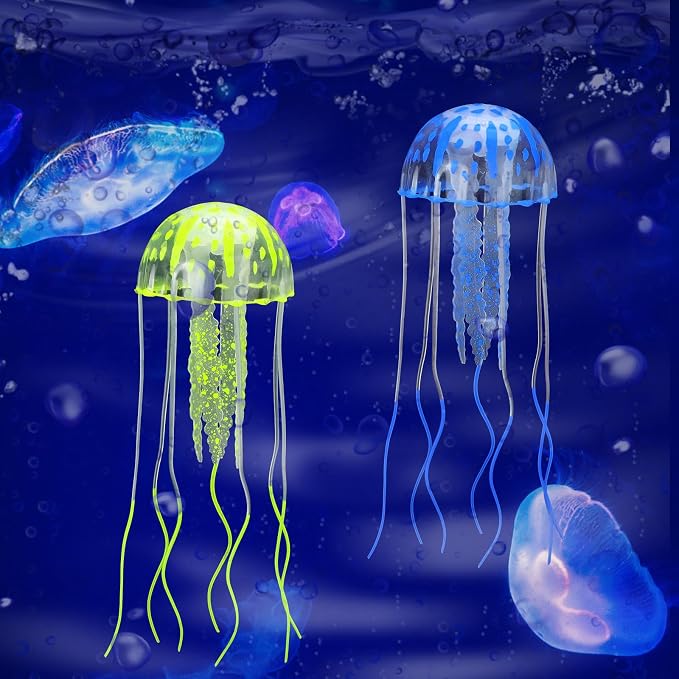 Weewooday 7 Pieces Artificial Fish Colorful Fake Fish Glowing Effect Aquarium Decor Floating Ornament for Tank Decoration(Simple Colors)
